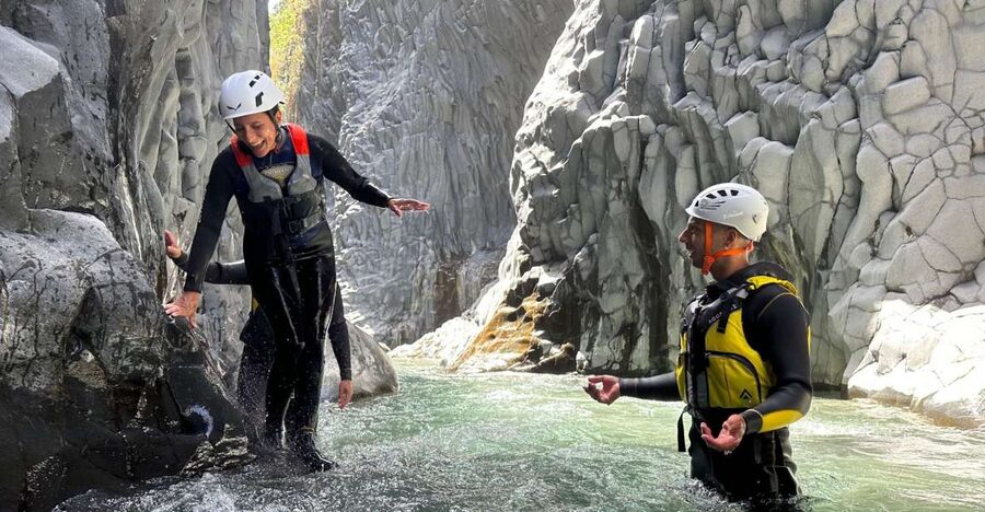 Alcantara River and Gorges: Bodyrafting Experience - Entering the Alcantara Gorge from the river