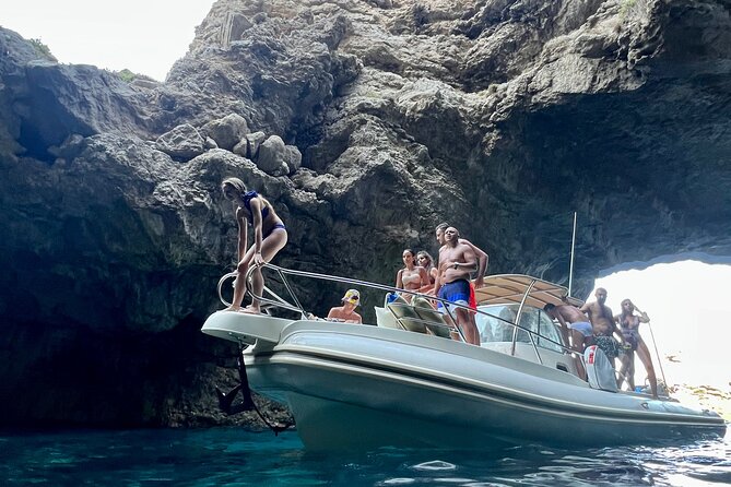 Boat tour to Egadi Favignana and Levanzo islands from Trapani - The tuff cliffs around Grotta del Bue Marino