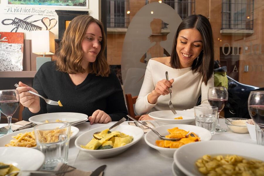 Bologna: Food Tour with Pasta Tasting & Local Specialties - The first restaurant: fresh pasta and the main event