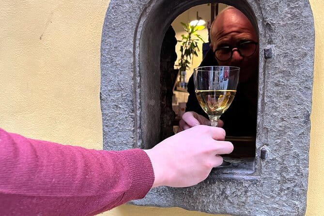 Florence Evening Food Tour with Florentine Steak & Tuscan Wine - Tamerò offers wine and a very small raviolo