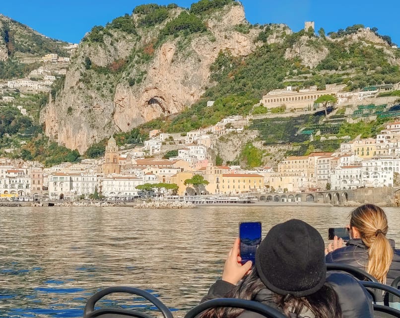 From Amalfi: Coast & Furore Fjord Boat Tour with Swim Break - What the boat provides for a comfortable two hours