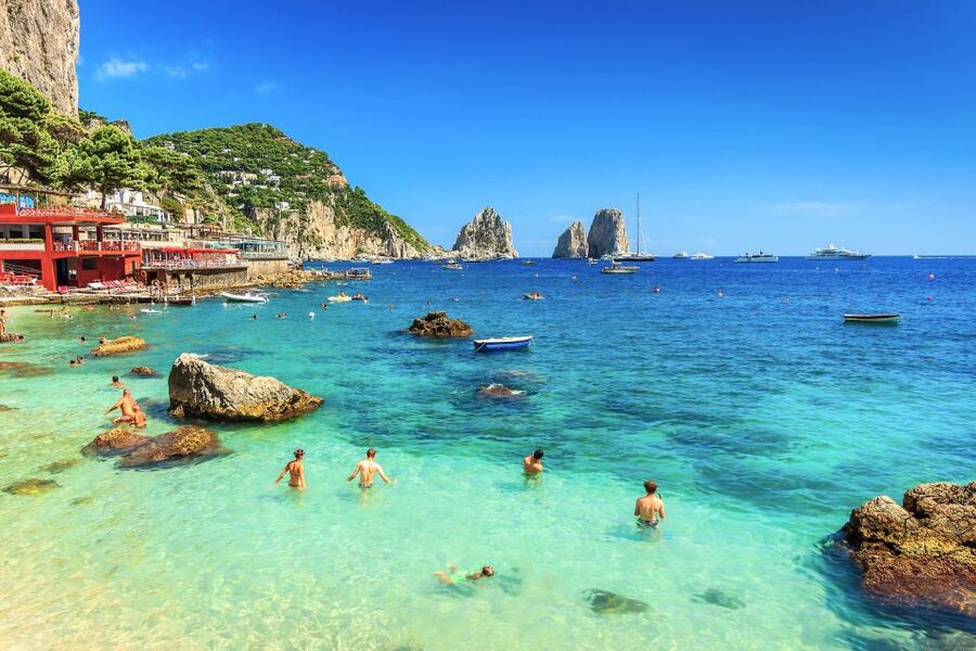 From Naples: Capri Guided Tour with Ferry Tickets & Minibus - The Piazzetta and Capri town