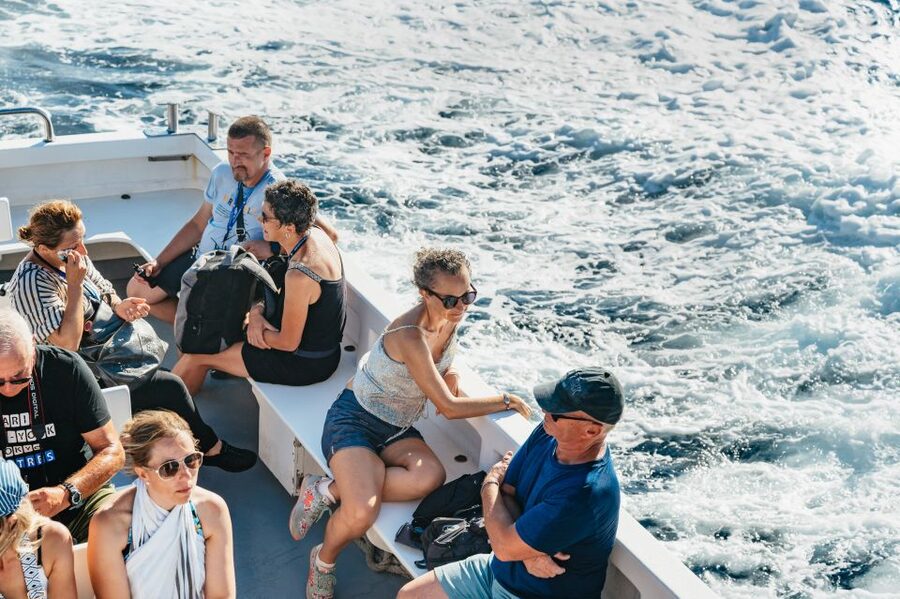 From Naples: Gulf of Naples & Capri Sightseeing Boat Tour - Marina Grande and the boat around Capri