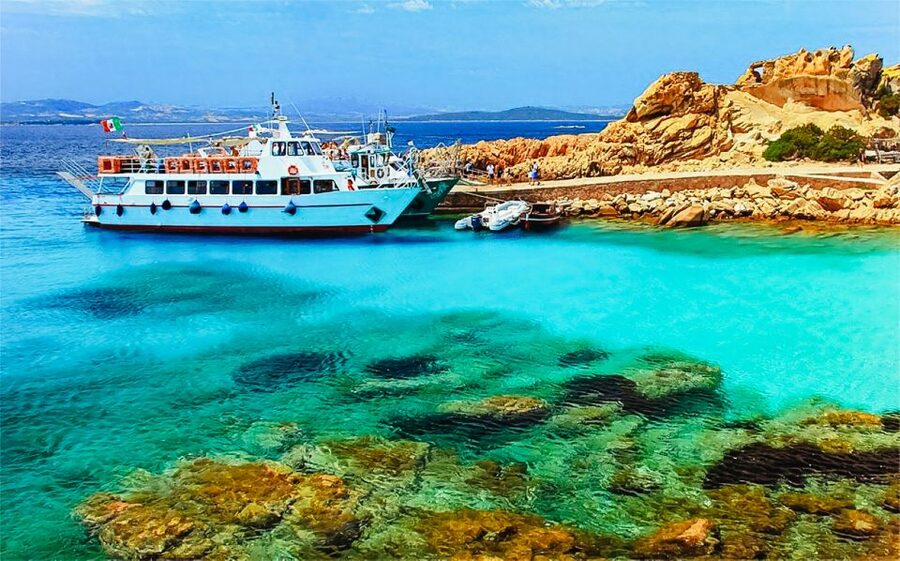 From Palau: La Maddalena Archipelago Day Tour by Boat - La Maddalena town: one hour in Cala Gavetta