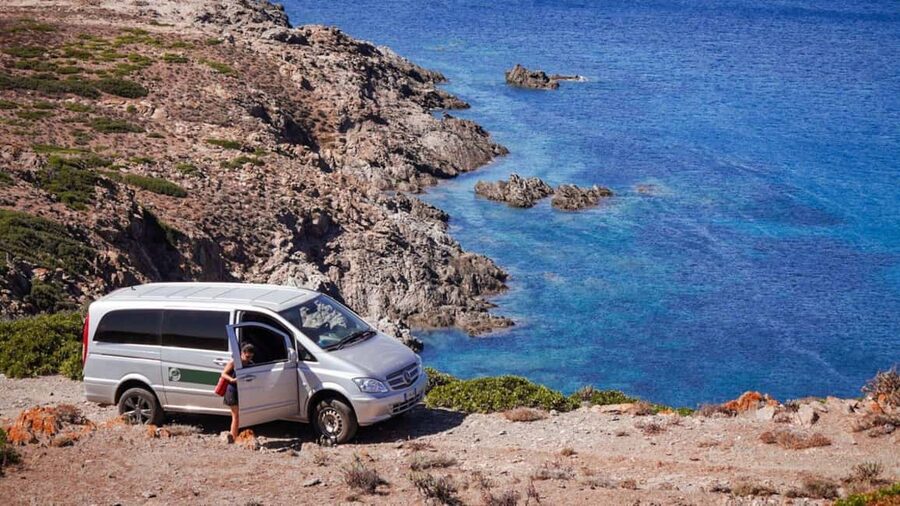 From Stintino: Asinara minivan tour - Rough roads and open views toward Cala di Sgombro