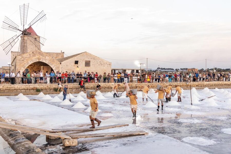 Guided tour of the Trapani Salt Pans and Salt Museum - Touching the salt makes the process real