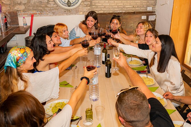 Pasta and Tiramisu Cooking Class Near the Colosseum - Sitting down to eat what you made