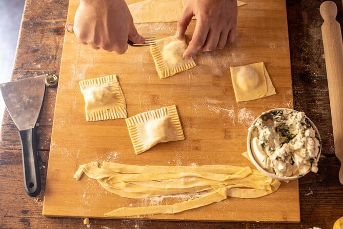 Pasta and Tiramisu Cooking Class with optional Local Market Tour - Kneading egg pasta with flour and eggs