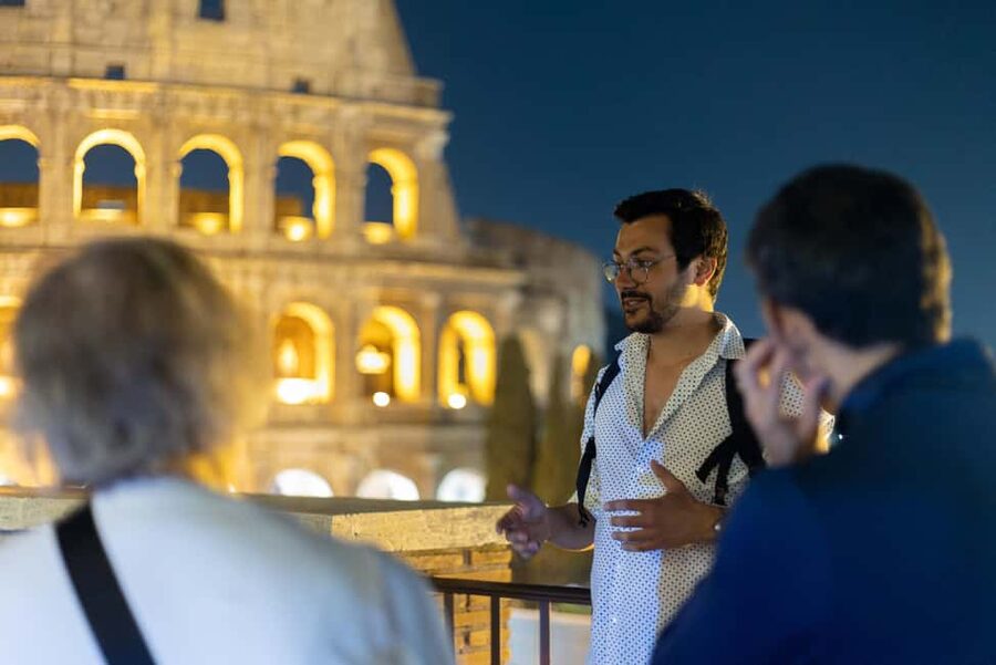 Rome: E-Bike Night Tour with Food and Wine Tasting - The Capitoline Hill panorama and Roman Forum