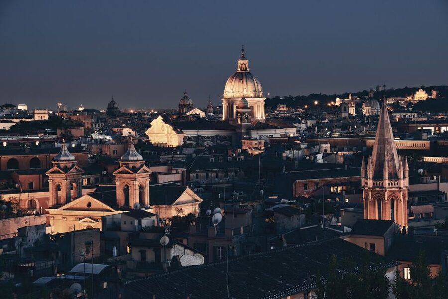 Rome: Evening Golf Cart Tour with Aperitivo - Trevi Fountain at night
