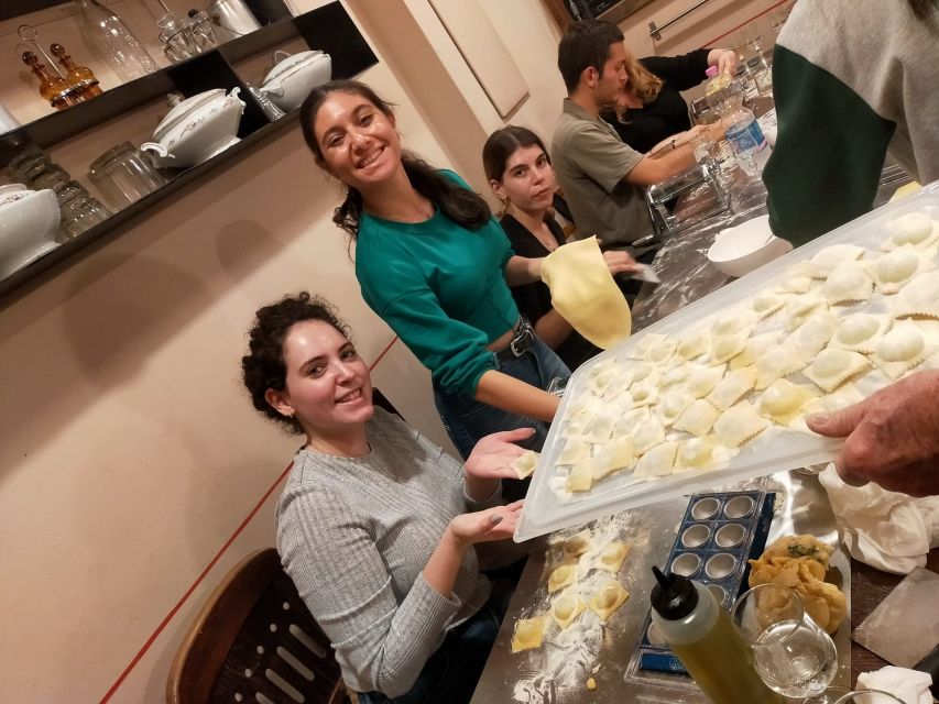 Rome: Fresh Pasta and Tiramisu Making Class with Fine Wine - Turning dough into fettuccine and ravioli