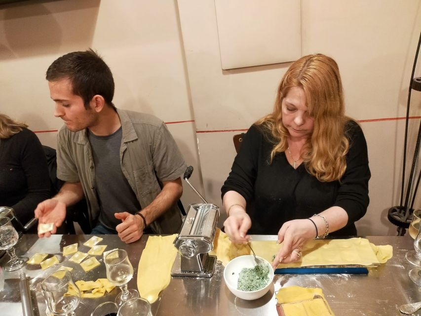 Rome: Fresh Pasta and Tiramisu Making Class with Fine Wine - Wine, coffee, and the meal at the table